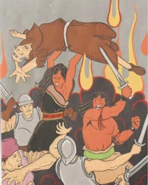 Dallas Goldtooth Instagram - Today is Pueblo Revolt Day! Much love to my Pueblo relatives who honor this day as a day of resistance! 

On this day in 1680 began The Pueblo Revolt, also known as Popé's Rebellion or Popay's Rebellion. It was an uprising by most of the Pueblo people against the Spanish colonizers in the province of Santa Fe de Nuevo México, part of which is present-day New Mexico. The Pueblo Revolt killed 400 Spaniards and drove the remaining 2,000 settlers out of the province. 

First image by: @okuu.pin.studio 
Second image: Neil David Sr 

#pueblorevoltof1680  #po'pay