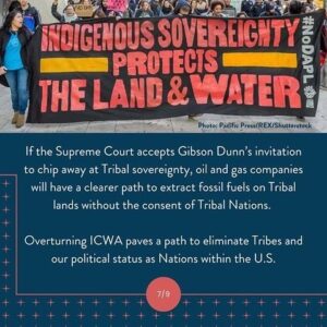 Dallas Goldtooth Instagram - Native families are under attack. 

Repost from @illuminative
•
Who is really behind the attack on the Indian Child Welfare Act (ICWA) and how will this assault impact the rights of Native Nations?

The Indian Child Welfare Act is the “gold standard” of child welfare policy. Gibson Dunn’s motives to support the plaintiffs in Brackeen v Haaland PRO BONO is another strategic campaign to chip away at Tribal sovereignty - our inherent right as Native Nations to self-govern.

If ICWA is overturned, the health and well-being of Native communities, lands and resources will be at risk. The U.S. has a long history of policies that attempt to weaken cultural and family connections within Native communities. We must not let any forces tear our peoples apart. Together, we can fight to #ProtectICWA. 

What YOU can do to help:

 🪶🏛️ Swipe through to learn more about who is behind this attack on ICWA
 🪶🏛️ Sign the Protect ICWA Campaign’s petition linked in our bio 
 🪶🏛️ Follow @ProtectICWA to stay up-to-date on the status of ICWA
 🪶🏛️ Share this post with your family and friends 

#ProtectICWA #IndianChildWelfareAct #TribalSovereignty