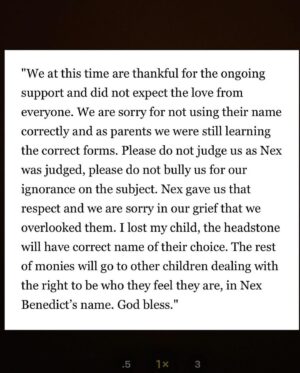 Dallas Goldtooth Instagram - As a father of non-binary children this story breaks my heart. Nex was Choctaw and what sounded to be an amazing and lovely person. My love and heart goes out to the family and relatives of Nex. Its disgusting that the family wasnt notified by the school. Its disgusting that oklahoma officials fueled anti-LGBTIQ  sentiments leading up to this. Beyond the youth who committed the attack — the adults who foster anti-queer, anti-two spirit hate must be held accountable as well. #nexbenedict