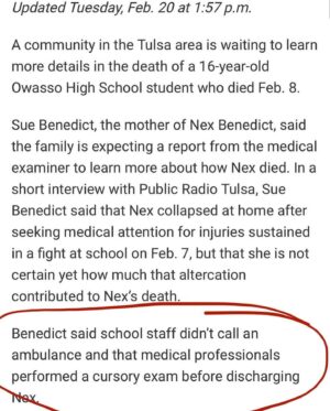 Dallas Goldtooth Instagram - As a father of non-binary children this story breaks my heart. Nex was Choctaw and what sounded to be an amazing and lovely person. My love and heart goes out to the family and relatives of Nex. Its disgusting that the family wasnt notified by the school. Its disgusting that oklahoma officials fueled anti-LGBTIQ  sentiments leading up to this. Beyond the youth who committed the attack — the adults who foster anti-queer, anti-two spirit hate must be held accountable as well. #nexbenedict