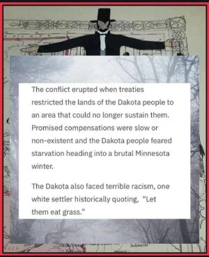 Dallas Goldtooth Instagram - These men were my relatives. Many came from my home villages of Čaŋšayapi ka Kapoża. To this day we honor and memorialize these relatives and many others who were mass murdered by the Americans during settler-colonial expansion into our homelands. #Dakota38 

rp @last.real.indians
•
💔❤️‍🔥💔

Cover art by @travisblackbird
