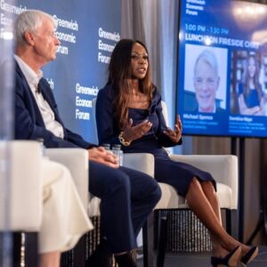 Dambisa Moyo Instagram - Fascinating discussion with Nobel Prize winning Economist, Mike Spence at The Greenwich Economic Forum where we talked about the fundamental importance of economic growth. #business #economicgrowth

Photos: @chadbfacesphoto