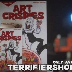 Damien Leone Instagram - They’re here! Officially licensed Art Crispies cereal boxes  available only at @terrifiershop 🔥🤡 terrifiershop.com. Full size and mini boxes available. No cereal, glass, insects or razor blades included! #artcrispies #cerealbox #terrifier2 #terrifier #arttheclown #foodsalittlefunny