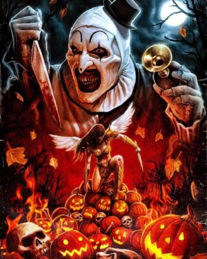 Damien Leone Instagram - The official poster for Terrifier 2 🔥🤡 Incredible Artwork by @samhain1992 🔥🤘🏻 If you grew up in the video stores of the 80s and 90s you remember how important vhs cover art was..especially for horror and sword and sorcery films. I wanted to capture that retro vhs vibe with this kickass artwork and my goal is to deliver a film that equals or surpasses the promise of the poster 😉🔥 And I just may have taken a little inspiration from one of my favorite films of all time and what I consider to be the greatest poster ever…Excalibur 👏🏻 This poster is currently available on our website @terrifiershop 🤘🏻 Link is in Bio! 

#terrifier2 #terrifier #arttheclown #poster #comingsoon #artwork #clown #clowns #valkyrie #goodvsevil