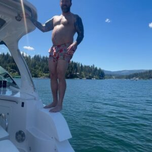 Dan Cummins Instagram - Happy 4th, everybody! Get wet. Get wild. Do a backflip. STILL GOT IT!! (What happened to my hair in the first photo? Communists must have stolen some of it to try and bring me down. Nope! Luckily I immediately grew more on my back in a display of American alpha-strength 🇺🇸🛥️💪🏼)