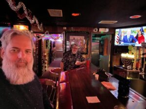 Dan Harmon Instagram - Me: “what’s more gorgeous than an empty bar at Christmas time?” Mark, @foxfireroom owner: “customers.”