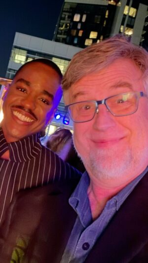 Dan Povenmire Instagram - Scored an invite to the Doctor Who premiere last night and got to meet Ncuti, the 15th doctor! #DoctorWho #Disney  #doofenshmirtz #phineasandferb #disney
