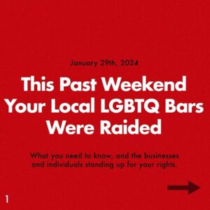Dan Savage Instagram - There’s a lot gay men will take lying down. But raids on gay bars in 2024 in Seattle isn’t something we are gonna take.