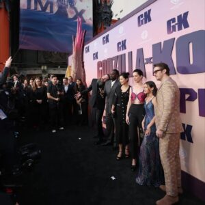 Dan Stevens Instagram - Wild scenes on Hollywood Blvd at the @godzillaxkong premiere last night. Thanks @legendary & @wbpictures for the block party!

Seeing what Adam Wingard has made @imax is epic fun.
🦖🦍🎉

...
🛍️ @ecduzit // @dzojchen @scarosso @panerai
🎨 @sonialeeartistry 
💇‍♂️ @serasloane