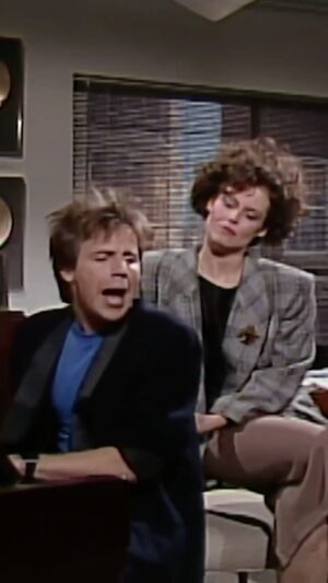 Dana Carvey Instagram - On my first show as a cast member on SNL - I was lucky to have guest Host Sigourney Weaver and Phil Hartman reacting hilariously to my lunacy. 

#shechop