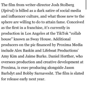 Dani Oliveros Instagram - !!!!! EEEP! I haven’t stopped screaming (or crying lmaoo) I could not be more excited and grateful to be on this project with such an amazing group of people. It’s gonna be craaazy👻🩸🔪 
Thank you @ryankavanaughofficial @joshstolberg @amykim9999 @skinneric @timotheedoubleyou @etgohome_now @daaniielled 💘💘💘