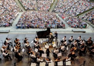 Daniel Barenboim Instagram - Wrapping up the 2023 @DivanOrchestra tour in Salzburg and Berlin: Last Thursday, Daniel Barenboim led the Orchestra and soloist Igor Levit (@igorpianist) in a performance at the @SalzburgerFestspiele, continuing a more than decade-long Divan tradition. The tour concluded on Saturday evening, when Daniel Barenboim, Igor Levit, and the Divan performed at the Waldbühne Berlin, offering a program of Beethoven and Brahms at the incredible outdoor venue.

Next up, Daniel Barenboim and the Divan Orchestra return to @BoulezSaal on August 26 & 27, performing Mozart's last three symphonies as part of Barenboim-Said Akademie's Edward W. Said Days 2023. 

Photo Credit: @manuelvacaphoto and Isabella Nadobny