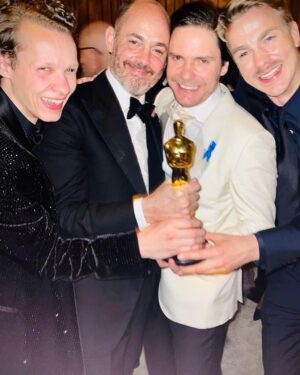 Daniel Brühl Instagram - Never ever will I forget that evening at Dolby Theatre. 4 Oscars, the most wonderful happy end of a magical journey with my beloved colleagues and friends, eternally grateful! @eeedwardberger @mltgrnrt @felix.kammerer_ @albrecht.schuch @aaronhilmer @moritzklauts @edin__hasanovic @devidstriesow Adrian Grünwald @volkerbertelmann_official James Friend @sven.budelmann Christian Goldbeck Lisy Christl @h.merker @amusementparkfilms @netflix #allquietonthewesternfront