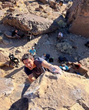 Daniel 'Cloud' Campos Instagram - Sent my first highball at Bishop last week 🙌🏽 I got knocked down multiple times. I lost count on how many attempts. My hands were raw, my feet were killing me. Every time I had to start over I needed to take a breath, push the pain to the side, forget about how far I got and focus back on one move at a time. The journey was exhausting, challenging, scary, frustrating, painful and at times discouraging. But with every attempt I got closer and closer to the top and all those negative mind sets turned into positive ones. The journey became exciting, exhilarating and hopeful! Once I reached the top I heard the support of my friends down at the bottom and was greeted by @dr.climb at the top who captured those fulfilling moments on my face in real time 🙏🏽 Thanks to my friends and the climbing who pushed me to the top 👊🏽 first photo by @carrmelisaa video by @geraldnonadoez