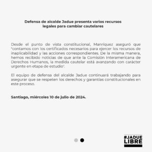 Daniel Jadue Instagram - 🔴Comunicado de la Defensa del compañero Daniel Jadue!
Se presentaron varios recursos legales para cambiar las cautelares de un proceso que está totalmente viciado! #JadueLibre