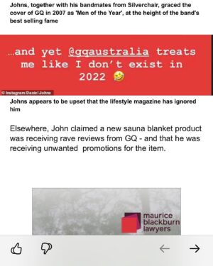 Daniel Johns Instagram - @gqaustralia look what you’ve gone and started- more scandal in the Daily Mail.

Shout out to @jennyd7345 for making it into the story and @mattryan for the digitally designed bust of Johns.

#troubledstar #theycalledmejohn #former #silverchair #frontman #extraordinaryspray