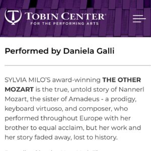 Daniela Galli Instagram - We open tonight at the Tobin Center for the Performing Arts, in San Antonio, TX. What a great pleasure it is to bring Nannerl Mozart’ story here!!
.
Estréia de “The Other Mozart” hoje em San Antonio, TX. Que prazer trazer Nannerl pra cá!
.
.
.
📷 @pedrojardimdemattos