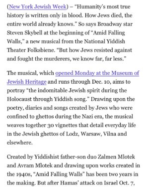 Daniella Rabbani Instagram - Thank you @nyjewishweek for this wonderful review of Amid Falling Walls. Link in stories to the full article thoughtfully written by @juliagergely. 
.
.
.
#offbroadway #musicaltheater #jewishandproud #yiddishtheater
