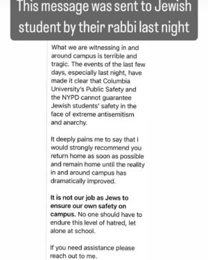 Daniella Rabbani Instagram - I cannot believe we are living through a time ::TODAY:: when Jews (an ethnic minority) are hunted down on college campuses to the point that they are DRIVEN OUT. And that so-call “progressives” would support the perpetrators and supporters of terrorism @columbia. I am in utter shock. I’ve been a New Yorker my entire life and I have never ever seen such unbridled and violent Jew hatred on our streets.