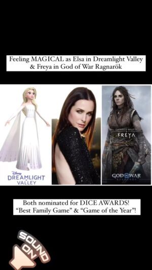 Danielle Bisutti Instagram - Feeling the MAGIC of voicing Elsa ❄️ in Disney’s Dreamlight Valley nominated for “Best Family Game of the Year” & playing Freya 🦅⚔️❤️‍🔥👑 in God of War Ragnarök nominated for “GAME OF THE YEAR”   leading with 12 total nominations at the 26th Annual DICE Awards 🫶🏻🙌🏻👍🏻🙏🏻

#freya #godofwarragnarok #elsa #dreamlightvalley #disney #godofwar #teamfreya #diceawards #diceawards2023 #gameoftheyear #awards #nomination #videogames #voiceover #voiceacting #mocap #pcap #performacecapture #actorslife #gratitude #magic