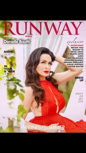 Danielle Bisutti Instagram - Step back into vintage glam with me & Runway Magazine💃🏻♥️💋 
Beyond honored to shoot the cover of Runway Magazine Spring/Summer 2023 edition! Thanks to my team @icon_pr & @nancynicholsonbeauty for making this pasta 🍝 loving woman a #covergirl 

DOWNLOAD COPY in my BIO - LINKTREE 👆🏻

💄 @maccosmetics #rubywoo 
#runwaymagazine #runwaymagazineofficial #magazinecover #interview #vintage #vintageglamour #daniellebisutti