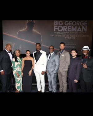 Danielle Bisutti Instagram - I rarely see a film twice and boxing 🥊 scares me. #biggeorgeforeman IS THE BEST FILM I’VE SEEN IN A LONG TIME! This courageous All-American story has everything you want in a movie: Struggle! Faith! Resilience! Transformation! Success! 
I believe this PERFECT FILM will uplift & change lives.

Brilliantly acted by @davis_khris 
Flawlessly directed & co-written by @George_Tillman Masterfully Produced by my pal @davidzelon @mandalaypictures I was so excited and grateful to meet the incredible George Foreman and his daughter-in-law Lee Mariah Rose at the premiere.

Sony Affirm Films and Mandalay Pictures THANK YOU for making this positive relatable and inspiring movie. It might just be what the world needs right about now. 🙏🏻💞🙏🏻 
I encourage everyone to go see it and tell me how it made you FEEL! 

“Sports are sports. It’s all about how we carry ourselves out of the ring.” ~ George Foreman 🙏🏻💯🥊

Pink Denim Jumpsuit @eticadenim @michelemariepr @icon_pr 
💄 @narsissist 

#film #movie #filmpremiere #moviepremiere #affirmfilms #faithbased #inspirational #uplifting #sony #sonypictures #mandalaypictures #boxing #american #hope #boxer #georgeforeman #biggeorgeforeman🥊🥊