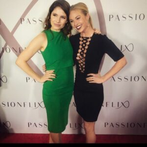 Danielle C. Ryan Instagram - Our characters may hate each other but I adore this woman in real life. 🖤💚
• • • 
#passionflix #premiere #driven #girlpower #film #actor #redcarpet #crisscrossapplesauce