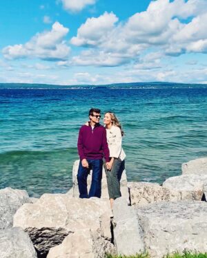 Danielle Demski Instagram - On set, on location, on mandatory photo break 📸 #puremichigan I’m loving it😍
.
.
.
.
#thegreatlakes #behindthescenes #actor #lovemyjob #toyotaroadtrip #tvhostess #workhubby #husbandandwife #coupleswhoworktogether #married #toyotafamily #setlife #michiganders #adventure #letsgoplaces #danielleandethan