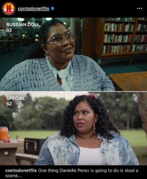 Danielle Perez Instagram - She’s got range 🎥🪆📚💅🏾✨

Have you watched me on @russiandollnetflix season 2 and @specialnetflix season 2 yet? Both are streaming now!

Thank you for the shout out @contodonetflix 💕 I love being part of the @netflix family on 2 iconic and groundbreaking shows ✨