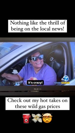 Danielle Perez Instagram - It’s giving incognito celeb on the local news 😎 I was interviewed by @abc7jory for @abc7la 🎥 check out my reaction to these wild gas prices ⛽️💸🤯 #abc7eyewitness