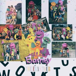 Danielle Vega Instagram - Yesterday I wanted to do something special for @yesthatbobwest and Duncan Brannan who voiced Barney the dinosaur in my childhood for a longtime since the Lyons and Lyrick studios years of the franchise as well as being apart of the chuck e cheese cast back then because it was their birthday yesterday on June 25. Inspired by @wildweirdandwonderful ,I wanted to make my own eras tour of the Barney franchise throughout the years from the backyard gang video series to Barney and friends. #barneyandfriends #barneyandthebackyardgang #barney