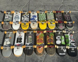 Danny Way Instagram - Just pulled together my #MegaRamp board collection. Pretty sure these are in chronological order minus the 2 I have lent to a display. Each of these boards have a career defining story and were retired on the spot once the mission was over and the experiment or challenge was complete. Here is the irony of what these boards represent to me and this is why I saved all of them- believe in yourself, dream big, never except doubt, never adopt anyone else’s negative opinions or perceptions and most importantly never give up!!! Remember we all have the key to unlock the belief system that anything is possible. I truly believe all of us are equal in potential but self doubt is definitely a strong deterrent for most, we are all capable of tapping into the mindset that it takes to see the vision and believe in it so much that nothing can get in our way of accomplishing our mission and or goal. Thank you for giving me the tools I’ve needed to make my visions reality 🙏 ♥️ @dc_skateboarding @planbofficial @alienworkshop @professorschmitt @independenttrucks @spitfirewheels @bonelessproducts @boneswheels @bonesbearings @jessupgriptape @carampworks @skatelite @monsterenergy @xgames @teampainskateparks @miketernasky #faustovitello @kblock43 @damonway #jakephelps @darrylfranklin @secrethandshake @pamzam @mizzzmichaels