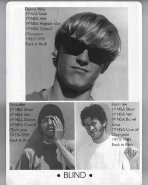 Danny Way Instagram - I loved skating for @blindskate !! hanging with @jasonlee and #markgonzales was the best , always having tons of fun and laughing non stop!! These guys are such amazing personalities and skateboarders !! I have some of the funniest legendary stories of Mark and Jason especially around the time period they were both living together. This ad was one more example of the humor these guys led the company marketing with, making fun of the NSA “National Skateboard association ” competitive points standings posted in @transworldskate magazine every year was pretty funny, especially with how serious everyone took it back then 😂 it also doesn’t surprise me one bit Jason became a famous Hollywood actor and Mark an internationally renown / highly respected contemporary artist #tbt #steverocco 🙏