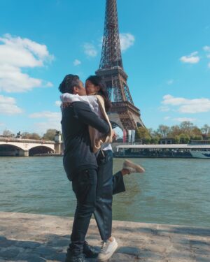 Dante Basco Instagram - Look what went down in #Paris… We got engaged!!! 💍 I really got to surprise her in the city of love! #eiffeltower 4/19/2023