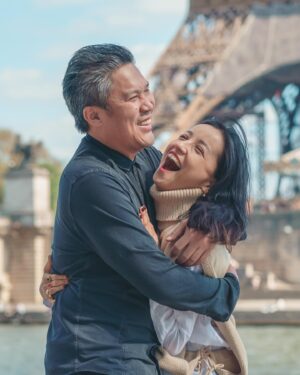 Dante Basco Instagram - Look what went down in #Paris… We got engaged!!! 💍 I really got to surprise her in the city of love! #eiffeltower 4/19/2023