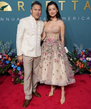 Dante Basco Instagram - An unforgettable night at the #UNFOGALA  first time hitting the carpet as a married couple! 

📷 @sthanlee 
👗  @theolivertolentino 
Makeup & hair @lizziescissorhands 

#uyghuralice
#actresslife
#acting
#womeninfilm
#womeninbusiness #loveyourself 

#love
 #instagood
#photooftheday
#beautiful
 #happy
#cute
#tbt (Throwback Thursday)
#fashion
#food
#travel
