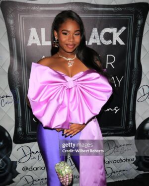 Daria Johns Instagram - on my birthday behavior🖤🤍💜 
• 
•

Stylist: @coreyrochecreates 
Hair: @kyabilal_ 
Makeup: @thetrifectabeauty 

THE LOOKS😍

Silver Look:
Dress: @ellaelisque
Jewelry: @vraiofficial
Shoes: @louboutinworld

Purple Look:
Top: @denzelparris @coreyrochecreates
Pants: @balenciaga
Jewelry: @gucci 
Bag: @judithleiberny

•
•
#birthday #daria #dariajohns #birthdaygirl #birthdaybehavior #birthdayparty #sagittarius #capricorn #explore #explorepage #blackgirl #allblack #allblackaffair