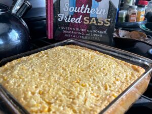Darienne Lake Instagram - Before I bring some thing to Thanksgiving dinner, I want to make sure that the recipe is right. Well, after receiving @gingerminj’s new book #southernfriedsass I had to make the corn casserole. It came out creamy like custard & delectable! Ginger’s book is more than just mouth-watering recipes. A peek under the apron into her magic minj of sass & stories.