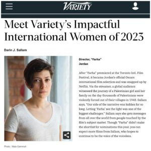 Darin J. Sallam Instagram - Honored to be included in Variety’s Impactful International Women of 2023 alongside this force of incredible women from all over the world! 
Thank you @variety
 
شكرا مجلة فاراييتي لاختياري ضمن لائحة النساء الأكثر تأثيراً في العالم في ٢٠٢٣

📸 By : @mais.gammoh