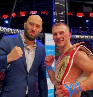 Dave Leduc Instagram - After a successful first event, I wanted to go bigger and better for MFC 2, my second event as a promoter. Saying that I’m extremely proud of the work of the whole team at @worldwidemfc would be an understatement! 🙏

We f**king killed it. Partnership with @fitetv, Lethwei world title sanctioned by the @worldlethweifederation, legendary commentary by @robinblackmartialarts and INCREDIBLE bloody fights and stoppages! 

*Yes, we named the promotion "Marshall Fighting Championship" after @joerogan‘s dog “Marshall” (@marshallmaerogan) and yes that’s him on the center cage floor, because Marshall is f**king G 😄

Hatala vs Saladiak was a blood war, these guys have my full respect. I will remember this event for ever.

(check out the last slide to see a Robin Black showing the aftermath of our crazy event!) 

We are already looking at suitable cities and venues for MFC 3 👀

Wanna fight? DM @worldwidemfc