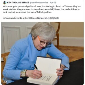 David Baddiel Instagram - Thanks to everyone who came to my Kent House series chat last night. As they kept on telling me, I sold more tickets than Theresa May, but to clear, it's not a competition. 
NARRATOR: It is a competition.
