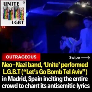 David Draiman Instagram - #OUTRAGEOUS Neo-N@zi rock band, ‘Unite’ performed their song “Let’s go bOmb Tel Aviv” in Madrid, Spain this week as the entire crowd chanted along #SwipeRight

This vile song has been available on Spotify and Apple Music for the past 3 years.

#TakeAction To report this song, visit:
support.spotify.com/us/report-content

🔔Follow @wearetov to support our work in combatting antisemitism and to stay informed. 
🤝Join our mission to stand up for what’s right. 

 .
.
.
#EndJewHatred #antisemitism #stopantisemitism #jewish #jew #judaism #endantisemtism #israelunderattack #istandwithisrael #israel #israeli #selectiveoutrage #injustice #MeToo_UNless_UR_A_Jew  #BringThemHome #BringThemHomeNow #ReleaseTheHostagesNow #FreeTheHostages 

Disclaimer- we neither endorse nor defend or promote images of violence and hatred but share them for educational and awareness purposes. We are not responsible for the messages or images in this post. 

Disclaimed for IG “Fact-Checker”: this post is merely a viewpoint/opinion/theory/satire and should not be construed as a statement of fact. Nor am I giving any advice.

Copyright Disclaimer under section 107 of the Copyright Act of 1976, allowance is made for “fair use” for purposes such as criticism, comment, news reporting, teaching, scholarship, education and research.
