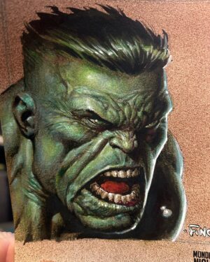 David Finch Instagram - Hulk head sketch. I haven’t had time to paint lately, so this is a small one just messing around painting with @erickgroveart #davidfinch