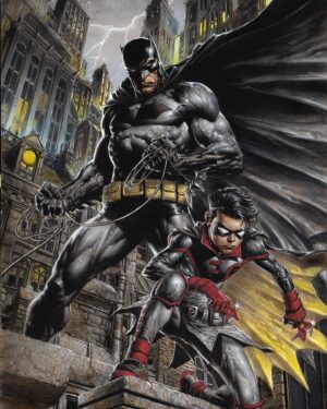 David Finch Instagram - Batman and robin cover.  First is pencils, then most of the way through, and then finished.  #davidfinch