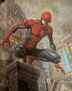David Finch Instagram - I should probably wait till I have a chance to photograph it properly, but here’s a Spider-Man commission.  I had to do this one twice after getting lost and too dark the first time.  This is on arches hot press watercolour paper, which makes a big difference, and which I found out about from @gregstaplesart  @erickgroveart and I have a big Greg staples announcement coming for the YouTube channel.  Stay tuned for more!  #davidfinch