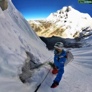 David Göttler Instagram - A short, intense adventure is always a good one! @lucienboucansaud and @guillaume_pierrel and I just climbed Cho Polu, 6700m, via the 2011 route by Corominas and Parga. It goes straight up the steep west face, finally joining the S ridge to reach the summit. We took 10 hours from bottom to top moving in the light, alpine style which I love so much. I have wanted to climb this beautiful peak for many years and it did not disappoint!
.
#alpinsim #alpinestyle #neverstopexploring @thenorthfacede @julbo_eyewear @team_edelrid #himalayas #expedition