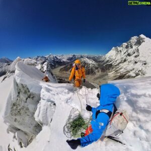 David Göttler Instagram - A short, intense adventure is always a good one! @lucienboucansaud and @guillaume_pierrel and I just climbed Cho Polu, 6700m, via the 2011 route by Corominas and Parga. It goes straight up the steep west face, finally joining the S ridge to reach the summit. We took 10 hours from bottom to top moving in the light, alpine style which I love so much. I have wanted to climb this beautiful peak for many years and it did not disappoint!
.
#alpinsim #alpinestyle #neverstopexploring @thenorthfacede @julbo_eyewear @team_edelrid #himalayas #expedition