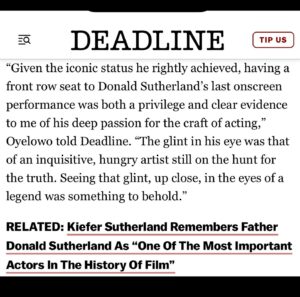 David Oyelowo Instagram - Today is a sad day. Rest in peace Donald Sutherland. 🙏🏾