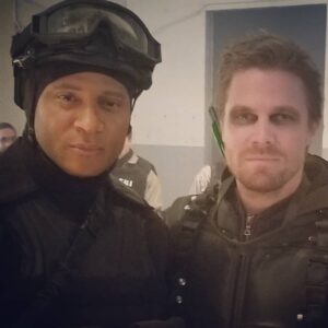 David Ramsey Instagram - This year I couldn't make our Arrow wrap party. The first I've missed in 6 seasons. So @stephenamell and I took our annual wrap party shot 2 days ago in anticipation of tonight's season 6 party. Thank you all for giving the two of us your attention for all these years. Through the ups and downs of our seasons you've been here letting us know what it means to you. That means everything to us. Thank you. 
#arrowseason6 
#arrowseason7