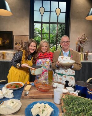 David Sedaris Instagram - David and @amysedaris join @thedrewbarrymoreshow today to cook up some Greek spaghetti 🍝